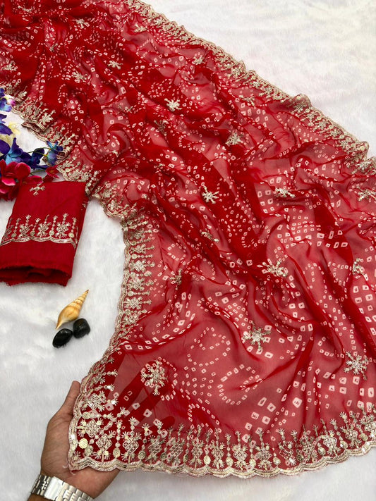 Premium Soft C*C Georgette Bandej Saree