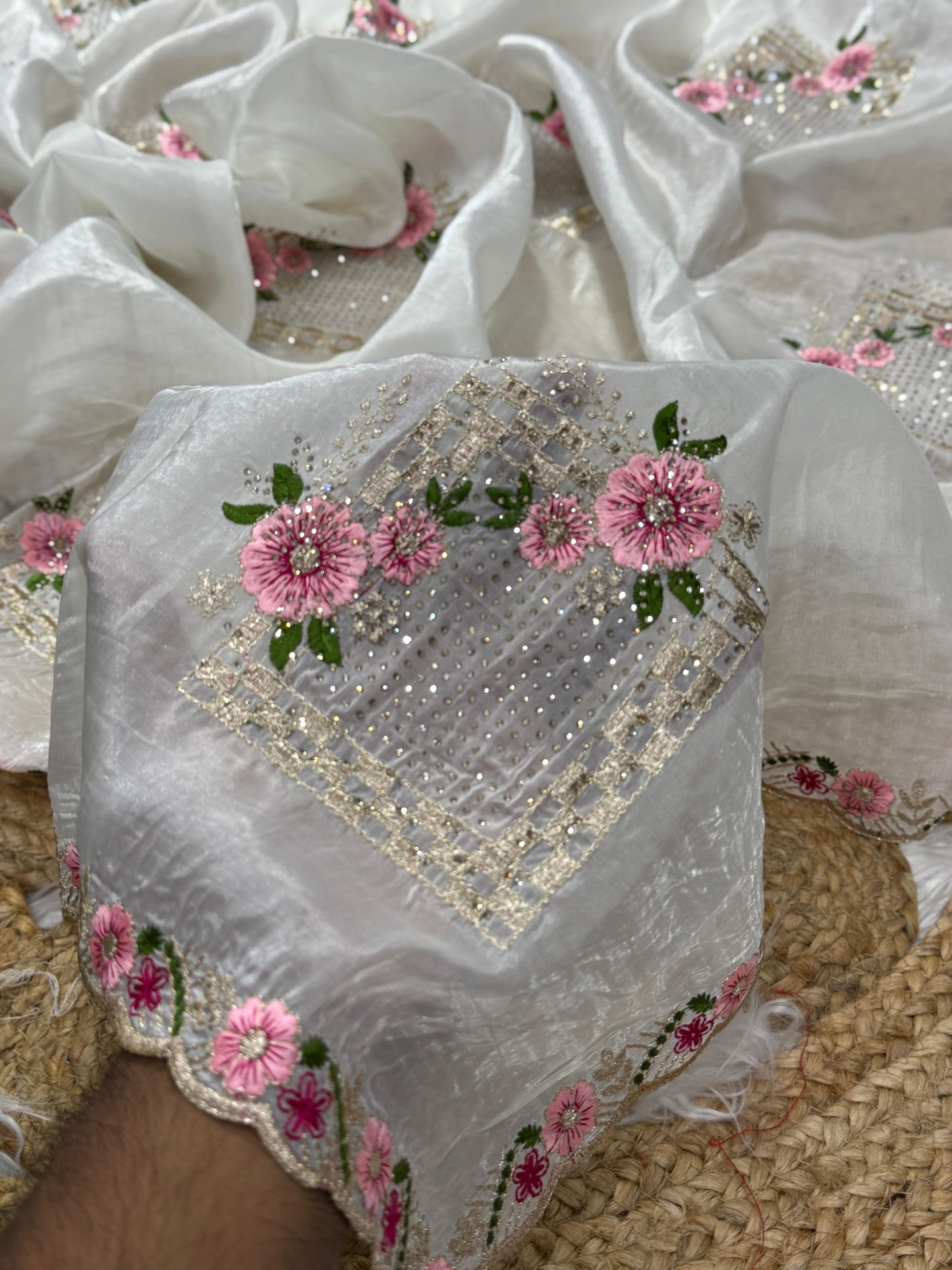 Premium Gold Crush Saree with Banarasi Zari Weaving Brocade Blouse