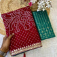 Premium Georgette Bandhani Foil Print Saree with Heavy Coding
