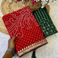 Premium Georgette Bandhani Foil Print Saree with Heavy Coding
