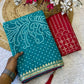 Premium Georgette Bandhani Foil Print Saree with Heavy Coding