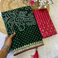 Premium Georgette Bandhani Foil Print Saree with Heavy Coding