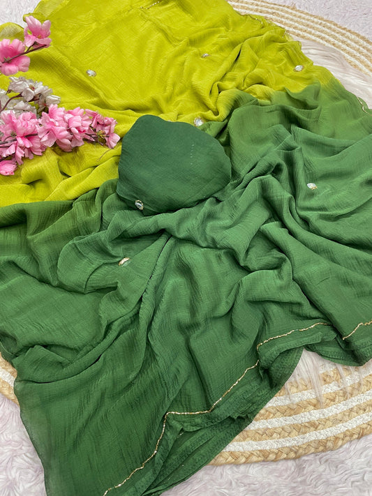 Premium Pure Soft Naznin Chiffon Saree with Exquisite Cut Dana Work