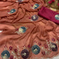 Premium Star Georgette Saree with Exquisite Handwork & Peach Butta