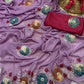 Premium Star Georgette Saree with Exquisite Handwork & Peach Butta