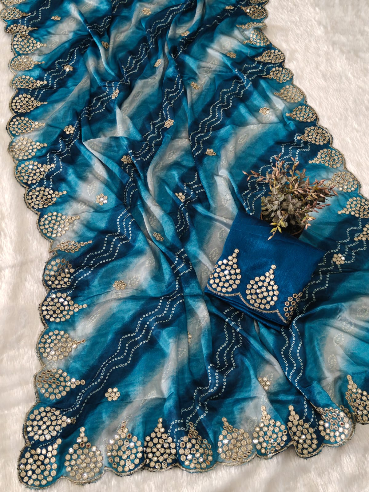 Premium Shiny Silk Saree with Exquisite Jari & Cut-Work with Banglori Silk Blouse