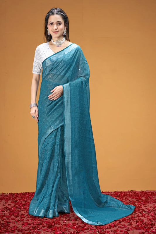 Elegant Tissue Silk & Cotton Blend Saree with Sifli Work Blouse