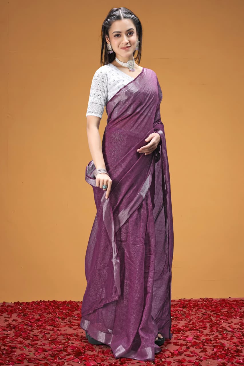 Elegant Tissue Silk & Cotton Blend Saree with Sifli Work Blouse