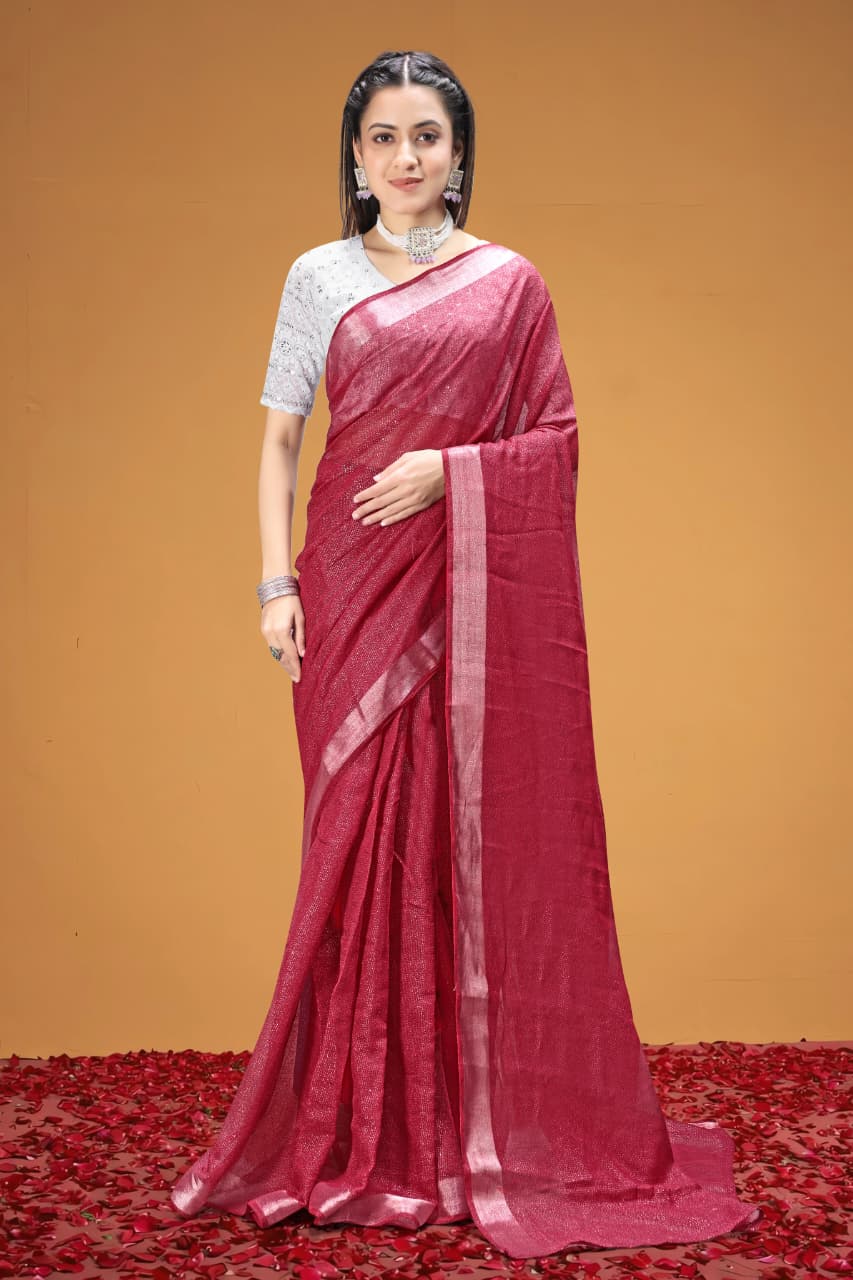 Elegant Tissue Silk & Cotton Blend Saree with Sifli Work Blouse