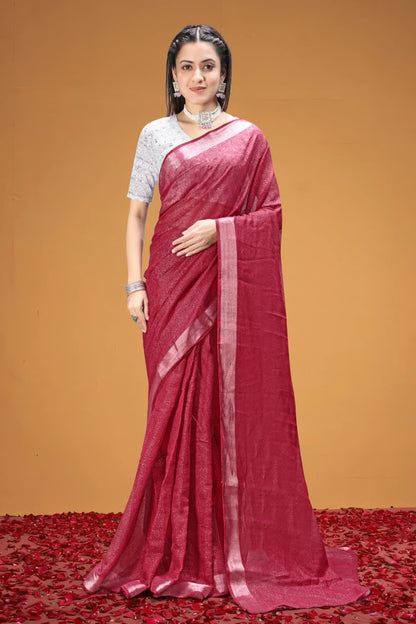 Elegant Tissue Silk & Cotton Blend Saree with Sifli Work Blouse