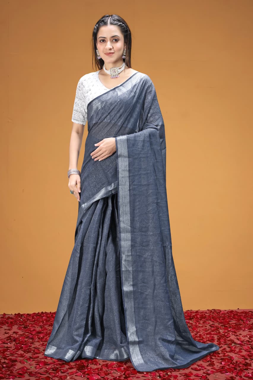 Elegant Tissue Silk & Cotton Blend Saree with Sifli Work Blouse