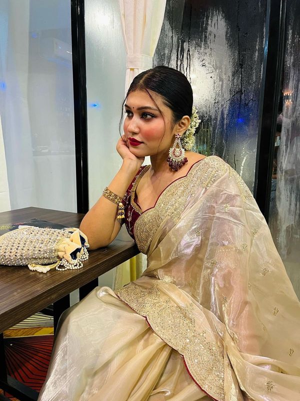Soft Jimmy Choo Saree with Sequin & Zari Embroidery