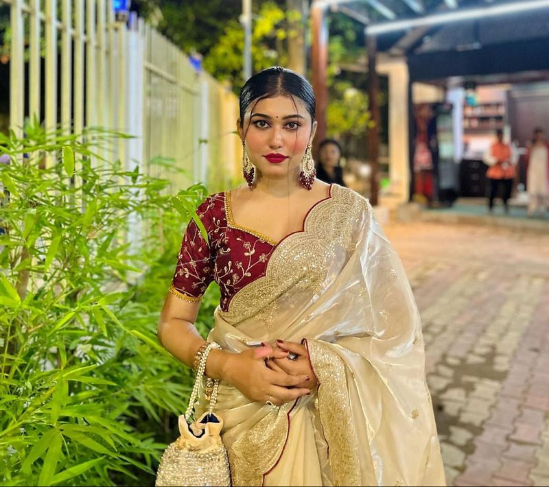 Soft Jimmy Choo Saree with Sequin & Zari Embroidery