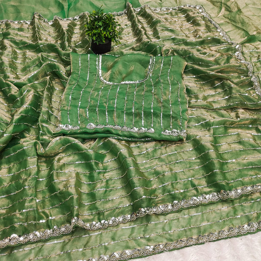 Premium Space Silk Saree with Original Beads Work