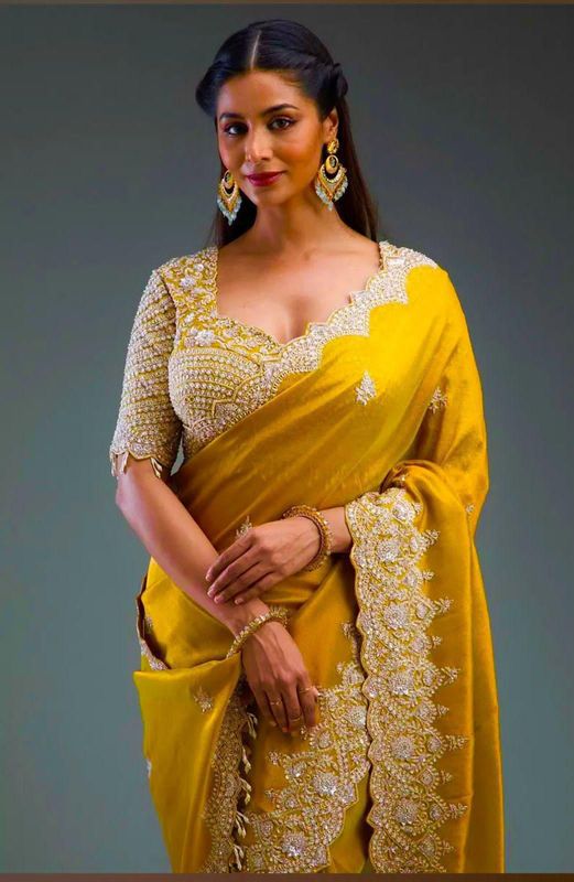 Premium Gold Crush Silk Saree with Heavy Zari, Sequins & Coding