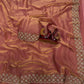 Space Silk Pink Saree with Original Jarkhan Diamond Work