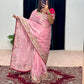 Soft Jimichu Silk Party Wear Saree With Multi Embroidery Work