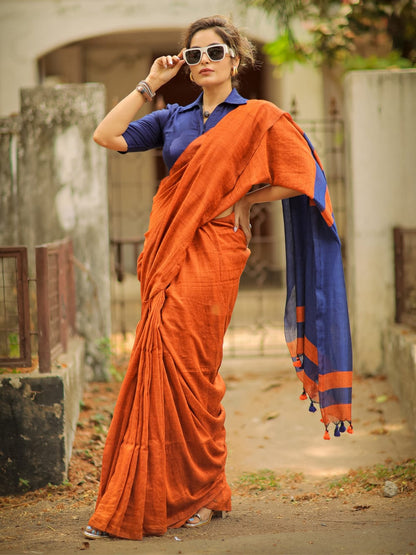 Premium Khadi Cotton Handloom Saree Artisan Woven
