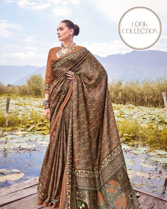 NORTH BEATS – Premium Printed Pashmina Silk Saree