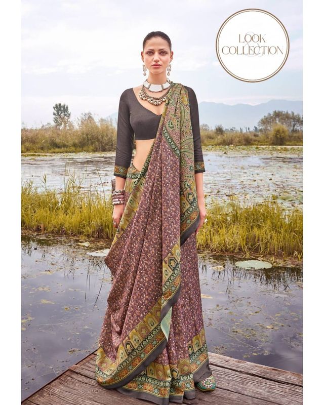 NORTH BEATS – Premium Printed Pashmina Silk Saree