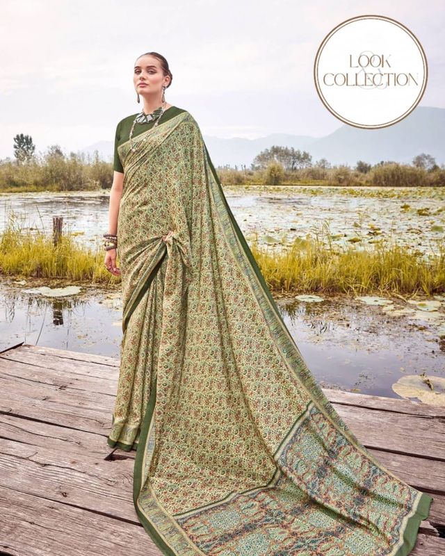 NORTH BEATS – Premium Printed Pashmina Silk Saree