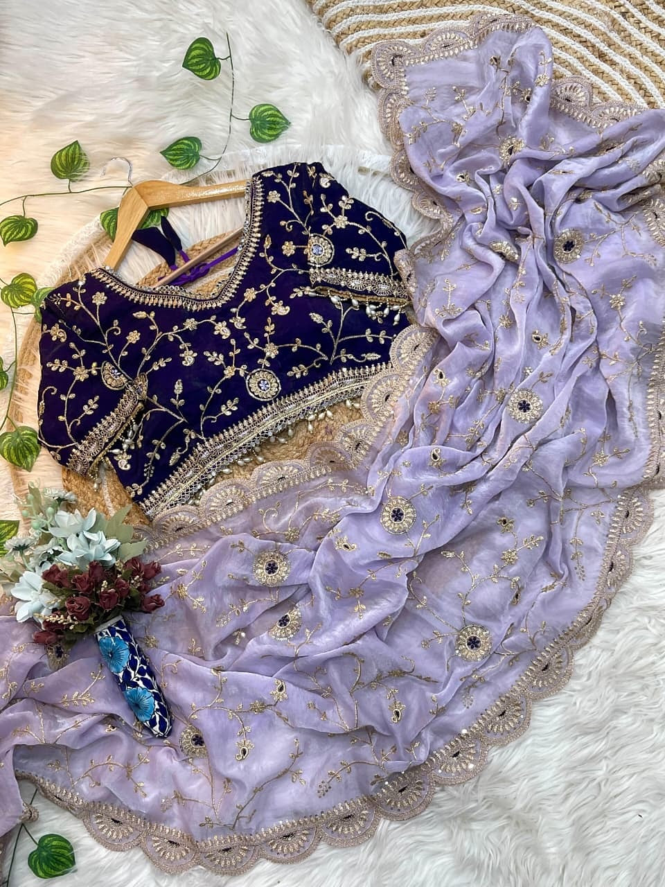 Premium Fendy Satin Saree with 3mm Sequence Embroidery & Heavy Border