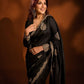 Pure Rangoli Crush Silk Saree with Jari–Sequins Embroidery & Cutwork Border