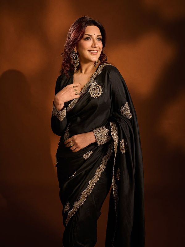 Pure Rangoli Crush Silk Saree with Jari–Sequins Embroidery & Cutwork Border