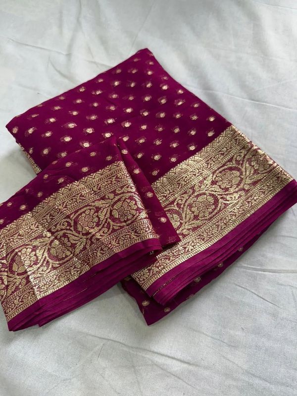 Premium Viscose Georgette Saree With Running Blouse