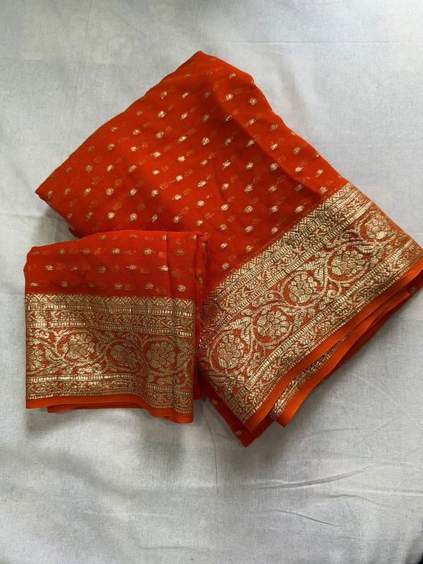 Premium Viscose Georgette Saree With Running Blouse