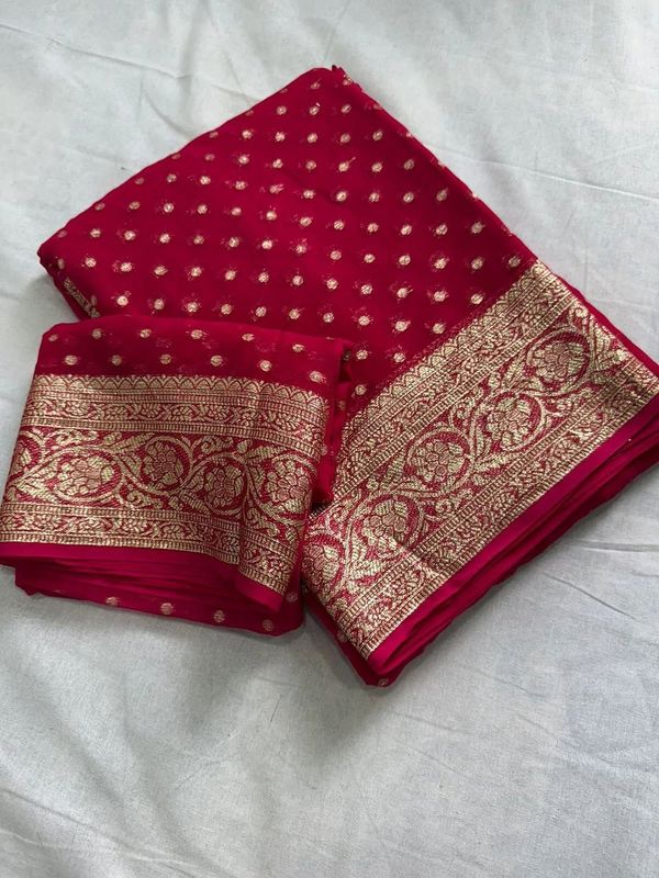 Premium Viscose Georgette Saree With Running Blouse