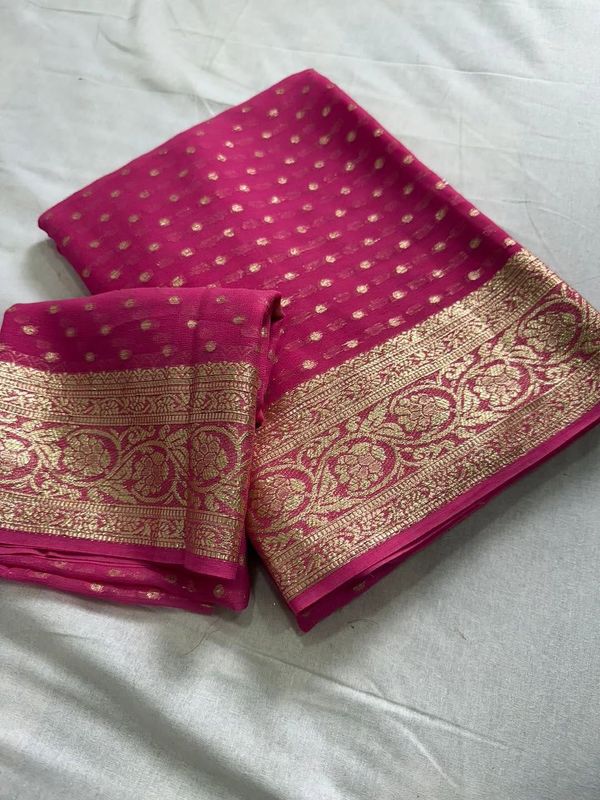 Premium Viscose Georgette Saree With Running Blouse