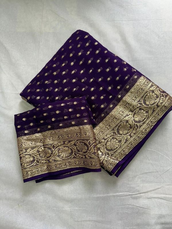 Premium Viscose Georgette Saree With Running Blouse