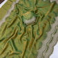 Moss Satin Dual Shade Saree With Multi Embroidery Work