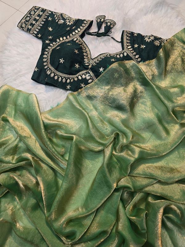 Premium Space Silk Saree with Heavy Sequin Embroidery