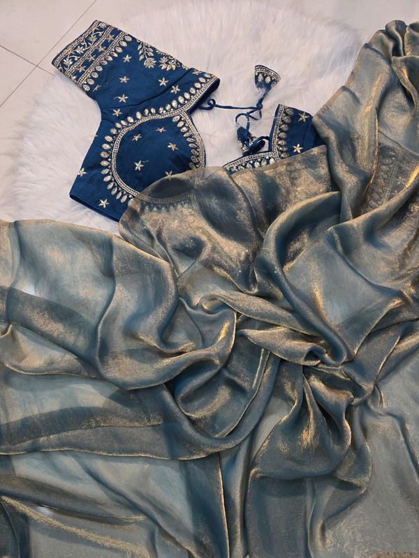 Premium Space Silk Saree with Heavy Sequin Embroidery