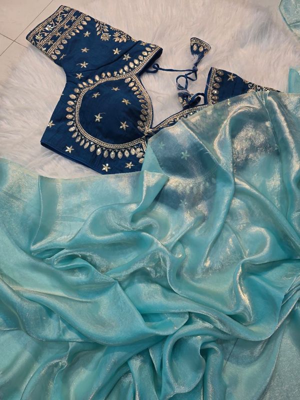 Premium Space Silk Saree with Heavy Sequin Embroidery