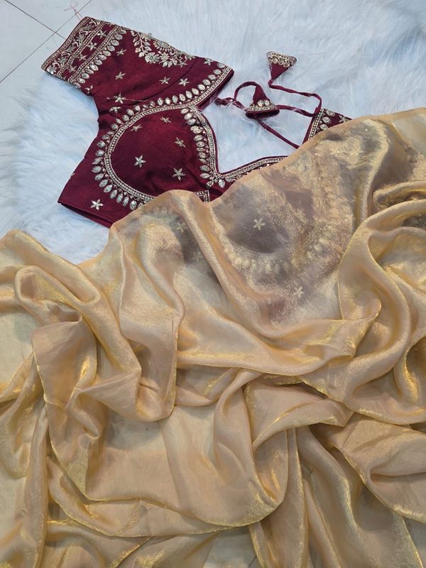 Premium Space Silk Saree with Heavy Sequin Embroidery