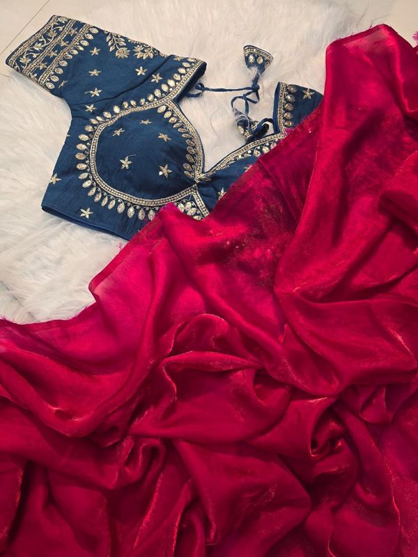 Premium Space Silk Saree with Heavy Sequin Embroidery