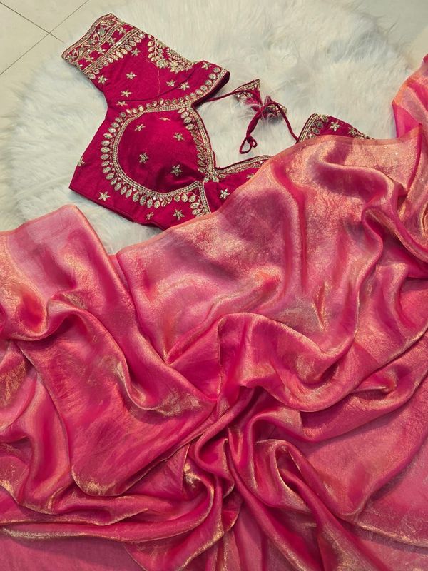 Premium Space Silk Saree with Heavy Sequin Embroidery