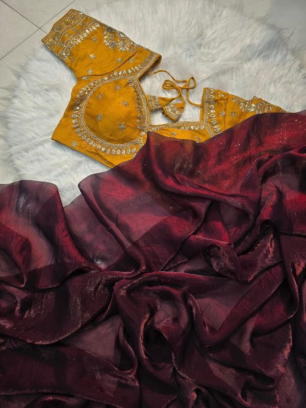 Premium Space Silk Saree with Heavy Sequin Embroidery
