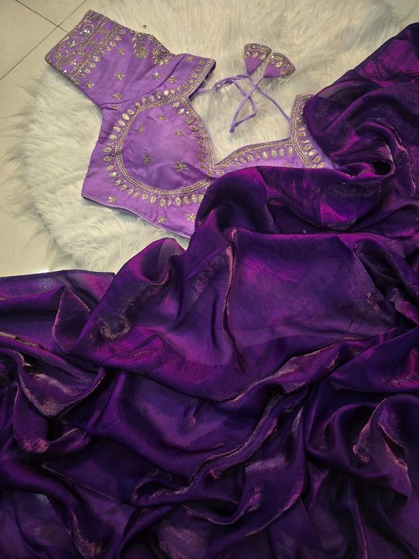 Premium Space Silk Saree with Heavy Sequin Embroidery