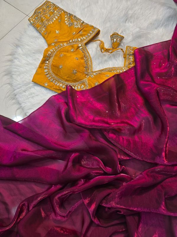 Premium Space Silk Saree with Heavy Sequin Embroidery