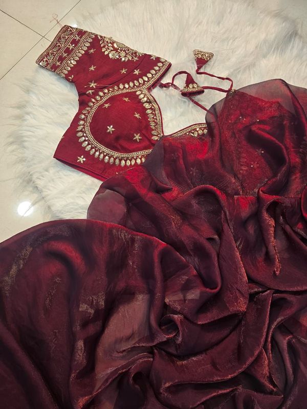 Premium Space Silk Saree with Heavy Sequin Embroidery