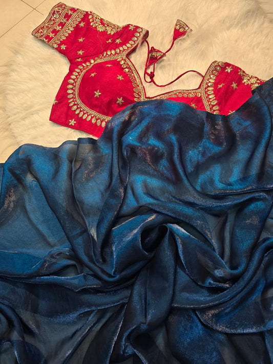 Premium Space Silk Saree with Heavy Sequin Embroidery