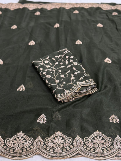 Premium Georgette Embroidery Saree – All Over Work
