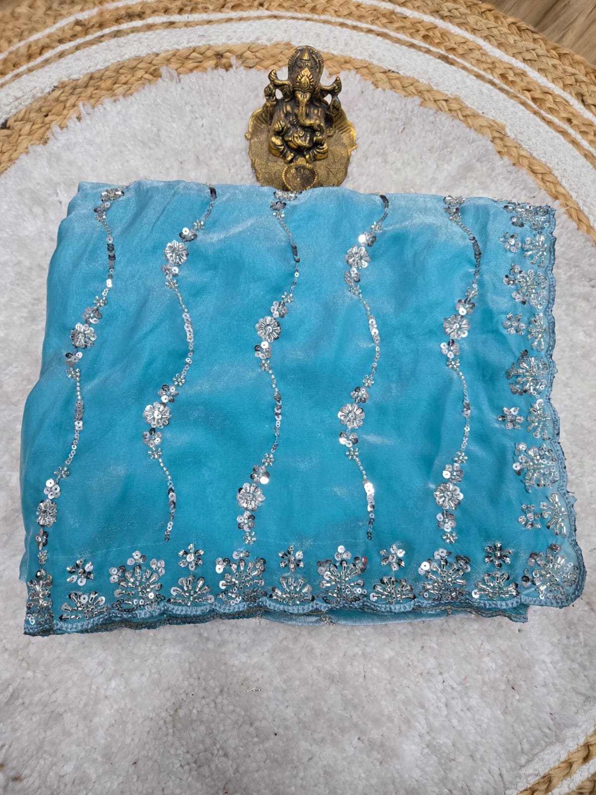 Premium Space Silk Saree with Original Beads Work