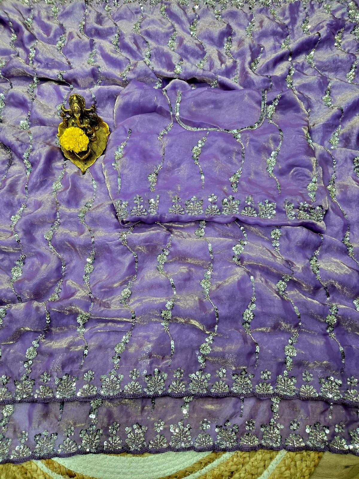 Premium Space Silk Saree with Original Beads Work