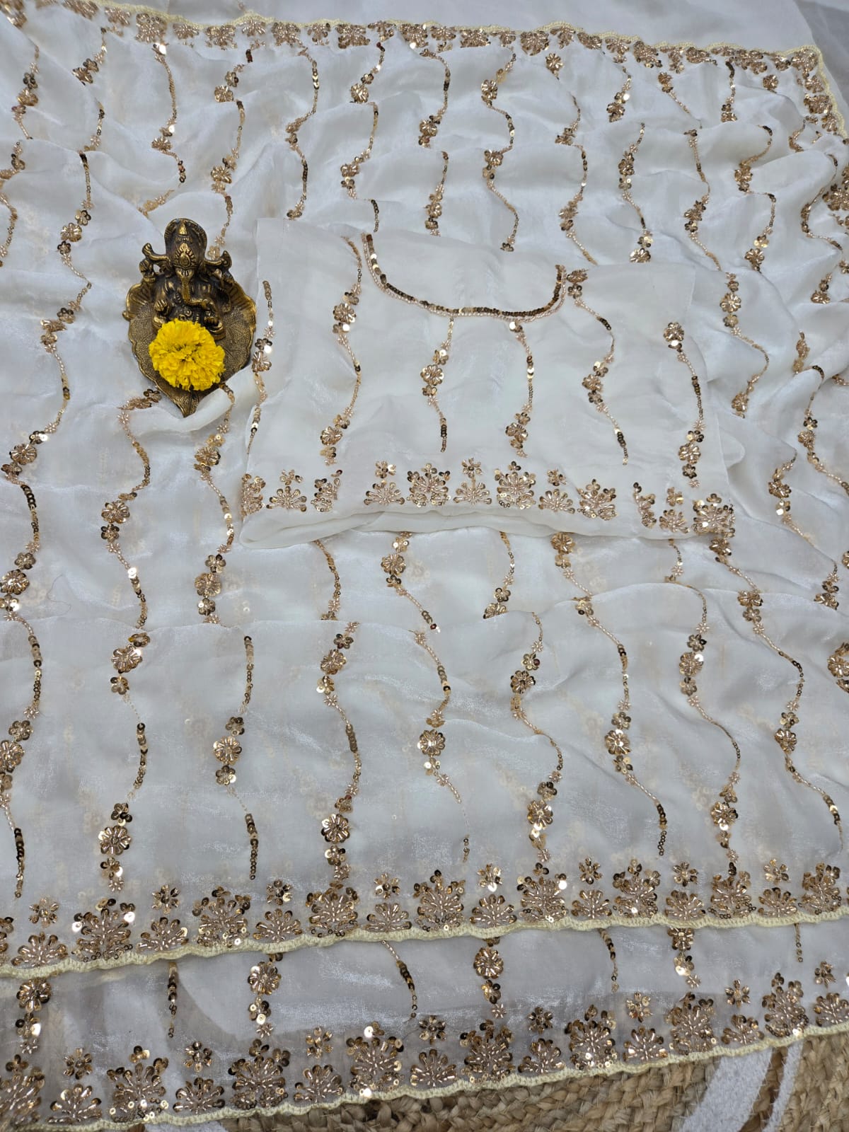 Premium Space Silk Saree with Original Beads Work