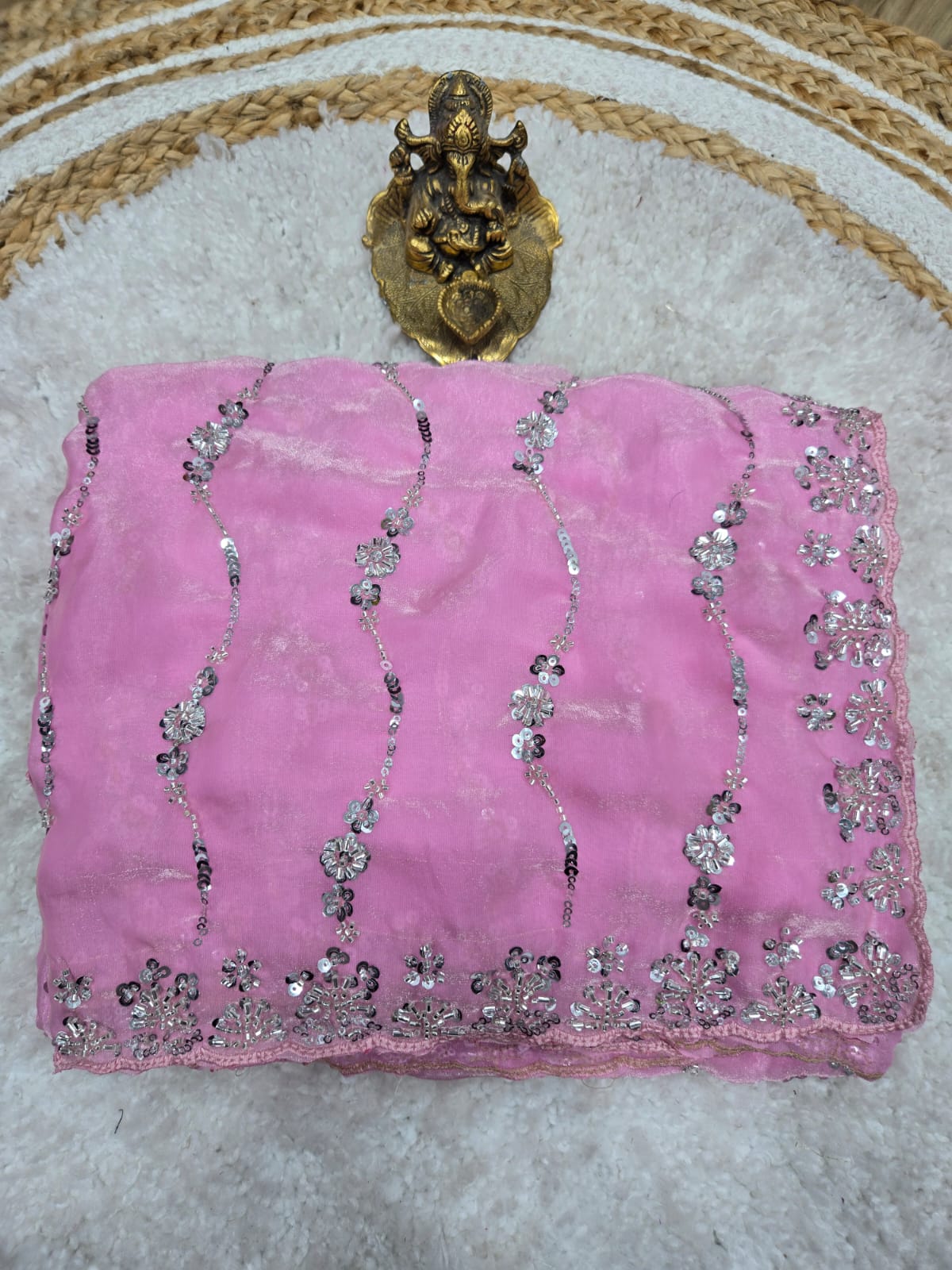 Premium Space Silk Saree with Original Beads Work